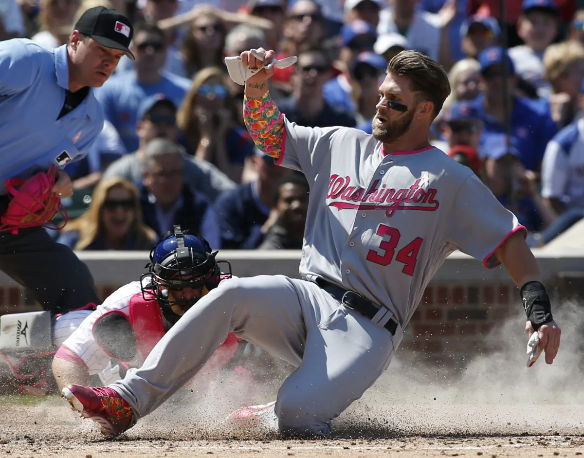 Reigning MVP Bryce Harper led the league in home runs (42) and runs scored (118) last year for the Washington Nationals. (AP Photo/Nam Y. Huh)