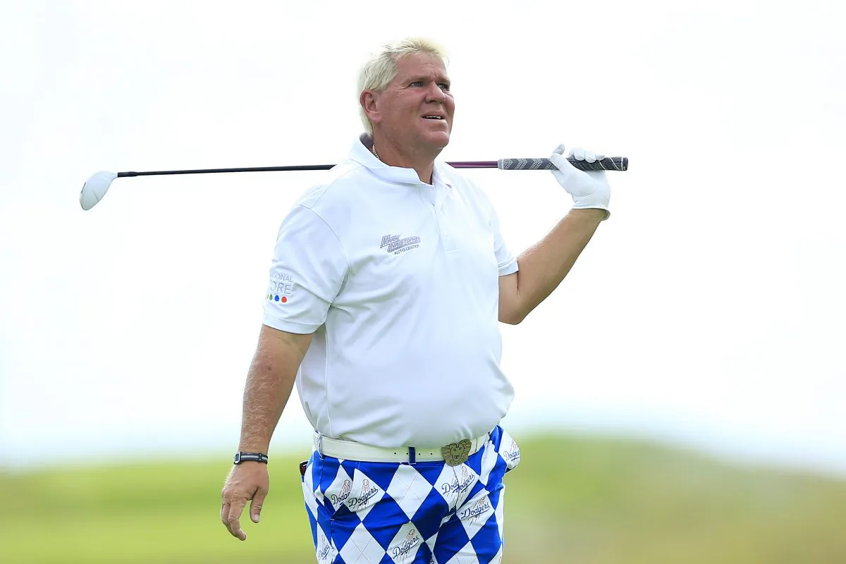 John Daly watches a shot on the 18th hole during the first round of the 2015 PGA Championship at Whistling Straits on August 13, 2015 in Sheboygan, Wisconsin. (David Cannon/Getty Images)