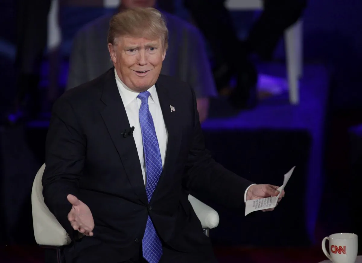Republican Presidential candidate Donald Trump takes part in a town hall event moderated by Anderson Cooper March 29, 2016 in Milwaukee, Wisconsin. Candidates are campaigning in Wisconsin ahead of the state's April 5th primary. (Photo by Darren Hauck/Getty Images)