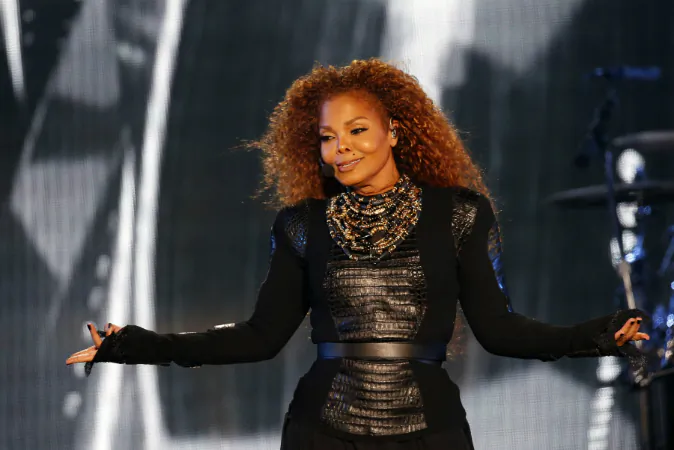 US singer Janet Jackson performs during the Dubai World Cup horse racing event on March 26, 2016 at the Meydan racecourse in the United Arab Emirate of Dubai. (KARIM SAHIB/AFP/Getty Images)
