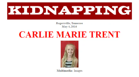 FBI Joins Search for Carlie Trent, Kidnapped Girl From Rogersville, Tennessee