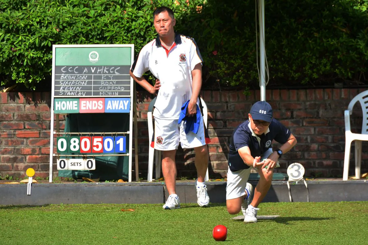 Reigning National Singles champion Stanley Lai (delivering) won his first Premier League game for Craigengower Cricket Club last weekend, May 7, 2016, against Mobin Yau of Hong Kong Cricket Club.  CCC have won the first two games of the season and is leading the table with 15 points. (Mike Worth)