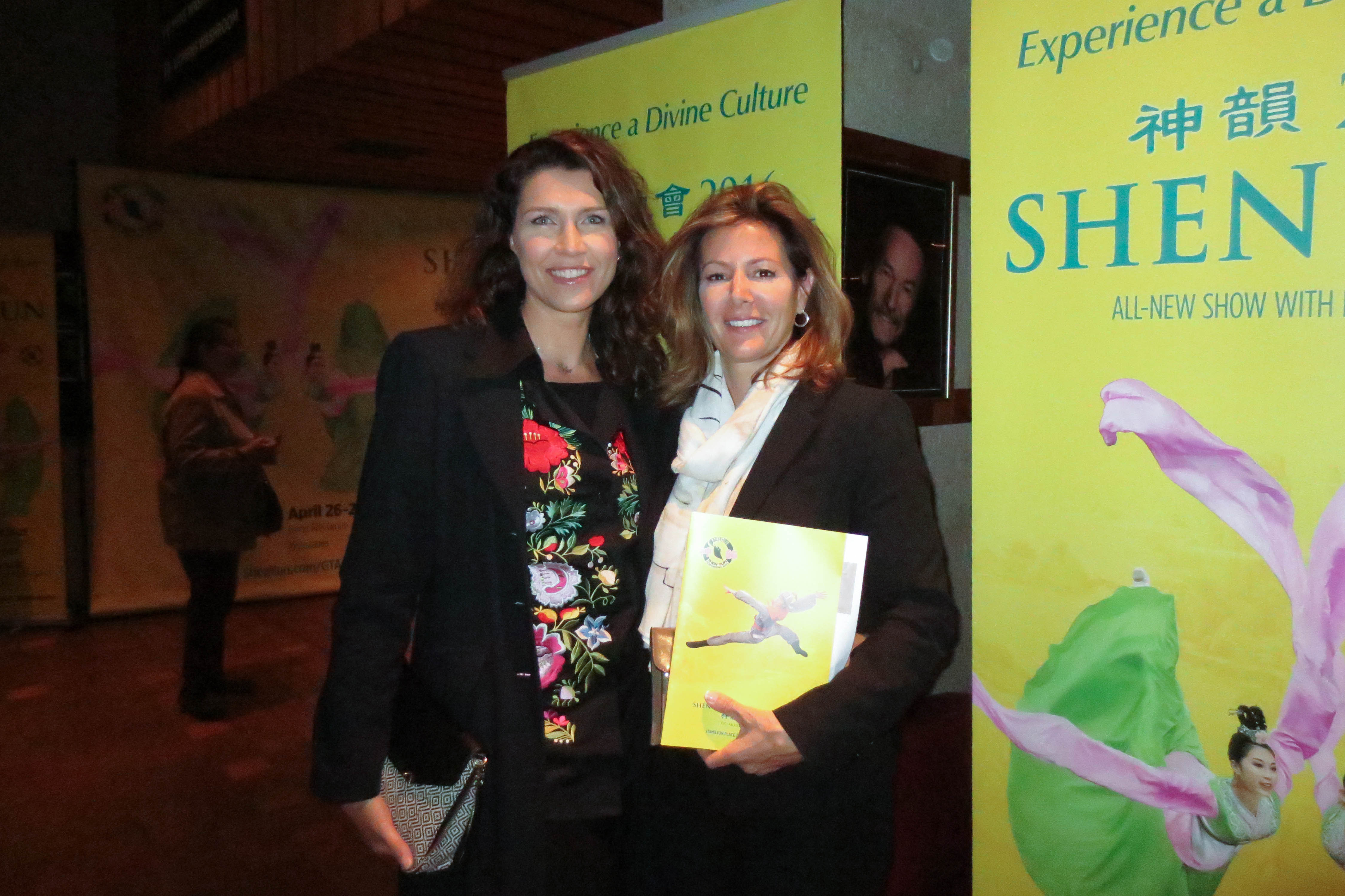 Friends Helga Tomko and Caroline Hemel had an inspiration experience watching Shen Yun at the Hamilton Place Theatre, May 11, 2016. (Madalina Hubert/Epoch Times)