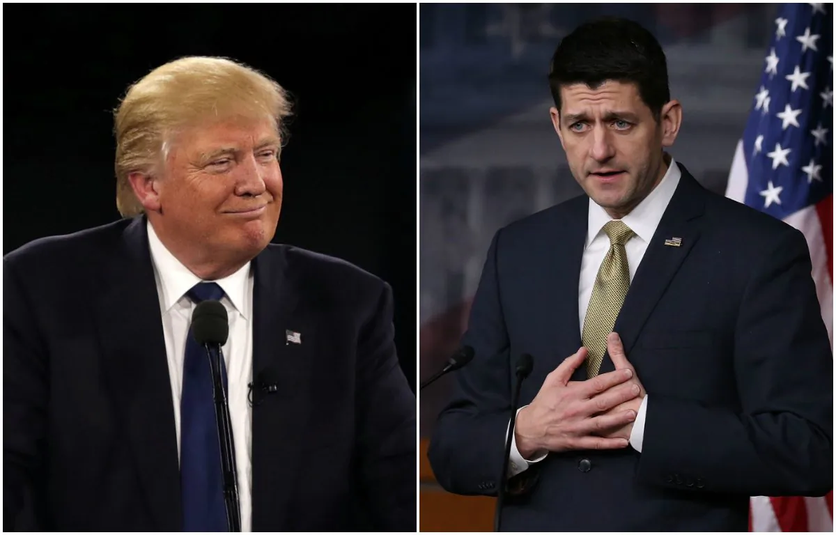 Republican nominee Donald Trump and Speaker Paul Ryan. (Mark Wilson/Getty Images)