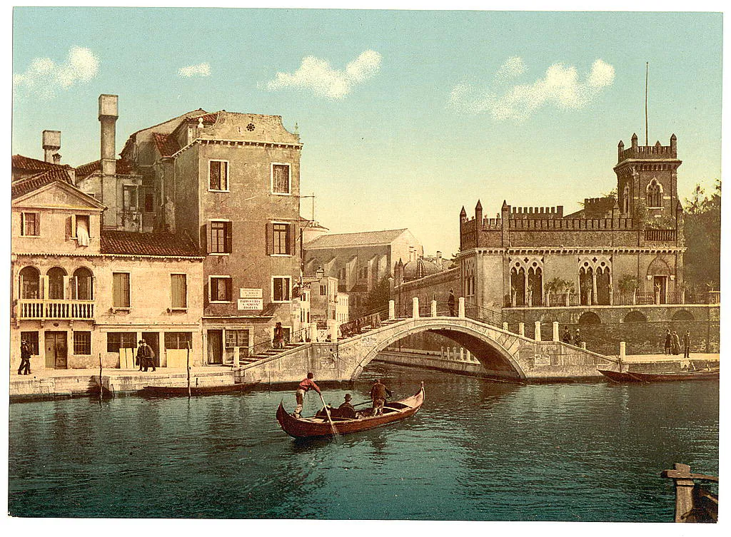 Bridge and canal, Venice, Italy. (LOC)