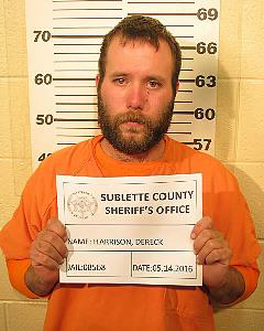 This May 14, 2016 photo provided by the Sublette County Sheriff's Office shows Dereck James "DJ" Harrison. Late Saturday night, law officers arrested Harrison, several hours after the surrender of his father, Flint Wayne Harrison, accused of luring a woman and her teenage daughters to a Utah house and tying them up in Wyoming, the Sublette County Sheriff's Office said. (Sublette County Sheriff's Office via AP)