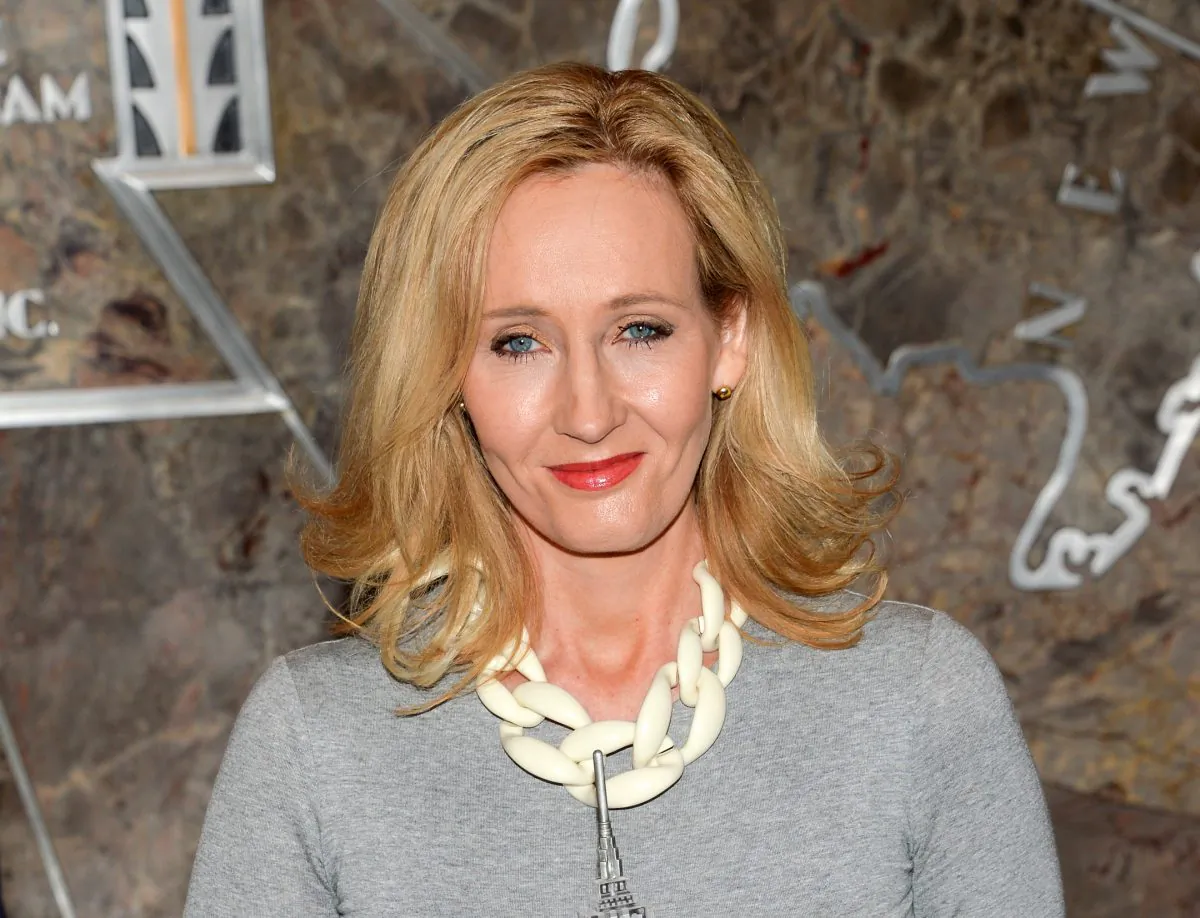 In this April 9, 2015 file photo, "Harry Potter" author J.K. Rowling lights the Empire State Building to mark the launch of her non-profit children's organization Lumos, in New York. (Evan Agostini/Invision/AP, File)