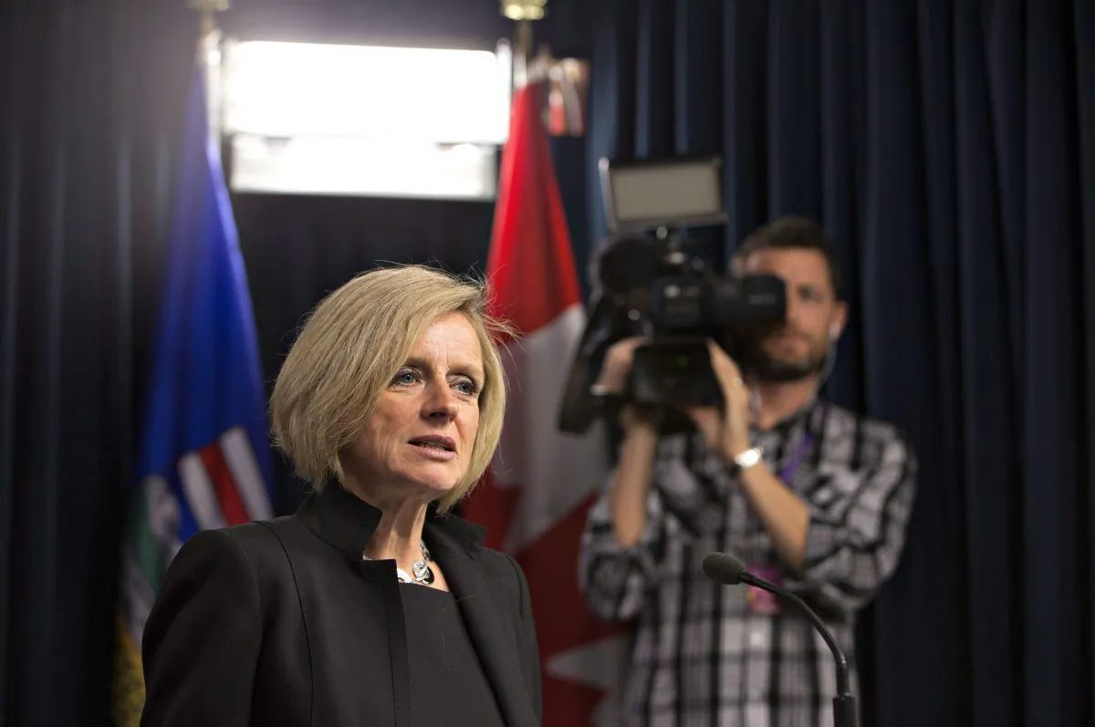 Alberta Premier Rachel Notley speaks about details of emergency funds for Fort McMurray wildfire evacuees in Edmonton on May 11, 2016. (The Canadian Press/Jason Franson)