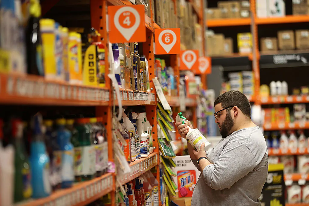 Hector Ponte shops for cleaning supplies in a Home Depot store in Miami on May 17, 2016. (Joe Raedle/Getty Images)