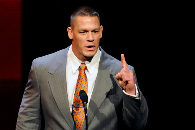 WWE wrestler John Cena speaks at a news conference announcing the WWE Network at the 2014 International CES at the Encore Theater at Wynn Las Vegas on January 8, 2014 in Las Vegas, Nevada. (Ethan Miller/Getty Images)
