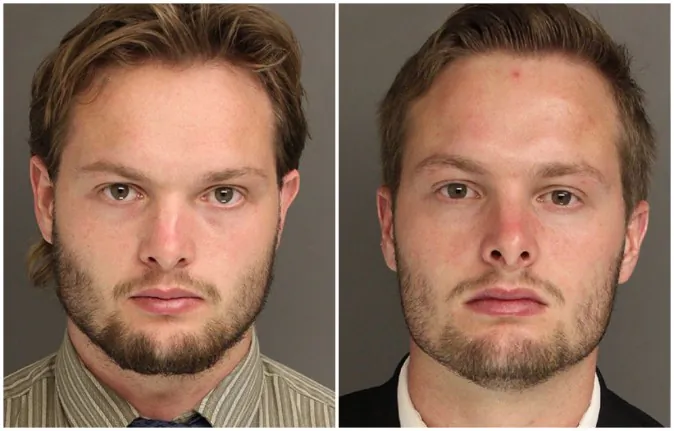 Caleb (left) and Daniel Tate, 22-year old twin brothers from Pennsylvania set off a series of explosions from homemade bombs, or 'IEDs' back in December of 2015. (Chester County District Attorney's Office)