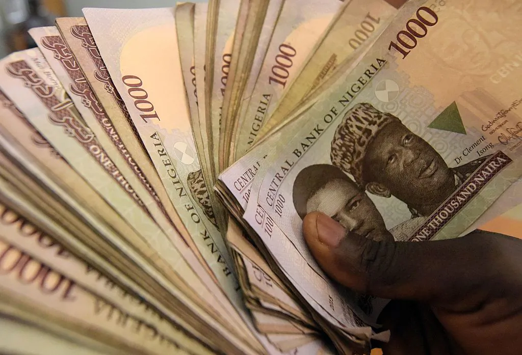 1000 naira banknotes, Nigeria's currency in Lagos on Jan. 29, 2016. (Pius Utomi Ekpei/AFP/Getty Images)