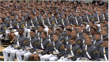'16 graduates of West Point at commencement ceremonies on May 21, 2016. (courtesy West Point)