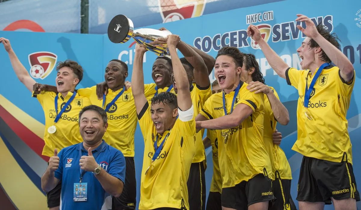 Aston Villa, Cup  Winners of the Main tournament of the HKFC Citi Soccer Sevens on 22 May 2016 at the Hong Kong Football Club. (Li Man Yuen/Power Sport Images)