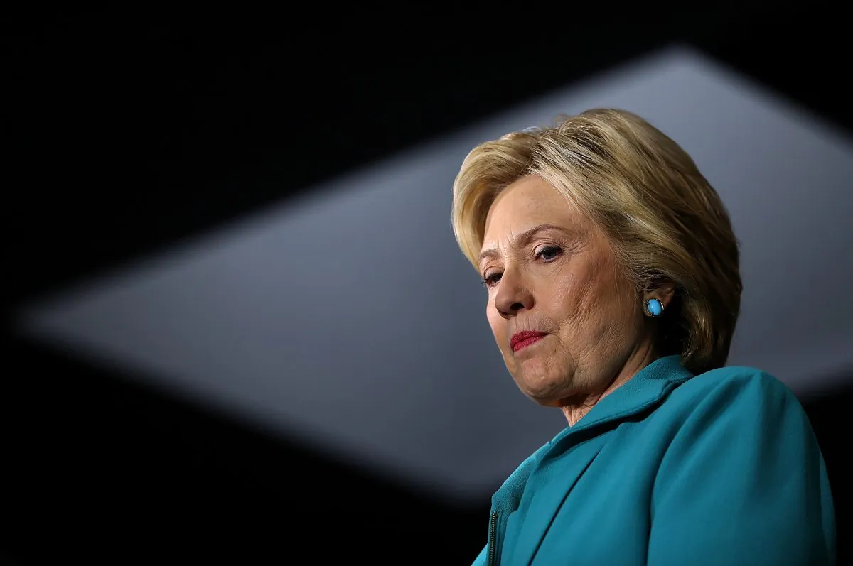 Democratic presidential candidate former Secretary of State Hillary Clinton looks on during a campaign event on May 24, 2016 in Commerce, California. Hillary Clinton is campaigning in California a head of the State's presidential primary on June 7th. (Photo by Justin Sullivan/Getty Images)
