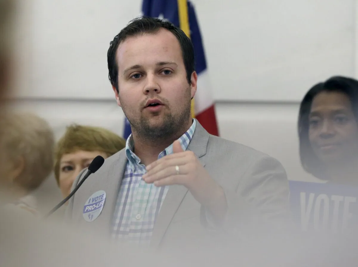 Reality TV personality Josh Duggar speaks in favor of the Pain-Capable Unborn Child Protection Act at the Arkansas state Capitol in Little Rock, Ark., on Aug. 29, 2014. (Danny Johnston/AP Photo)