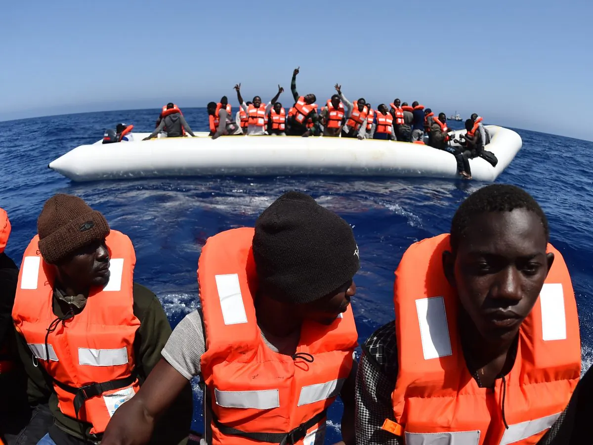Migrants and refugees are rescued during an operation at sea on May 24, 2016, in the Mediterranean sea in front of the Libyan coast. (Gabriel Bouys/AFP/Getty Images)