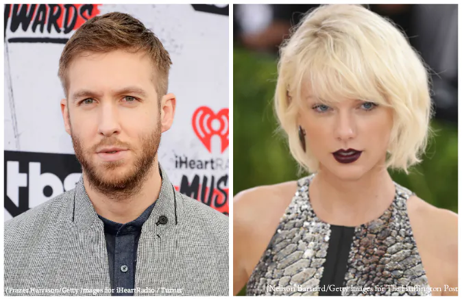 (L-R) Calvin Harris and Taylor Swift
