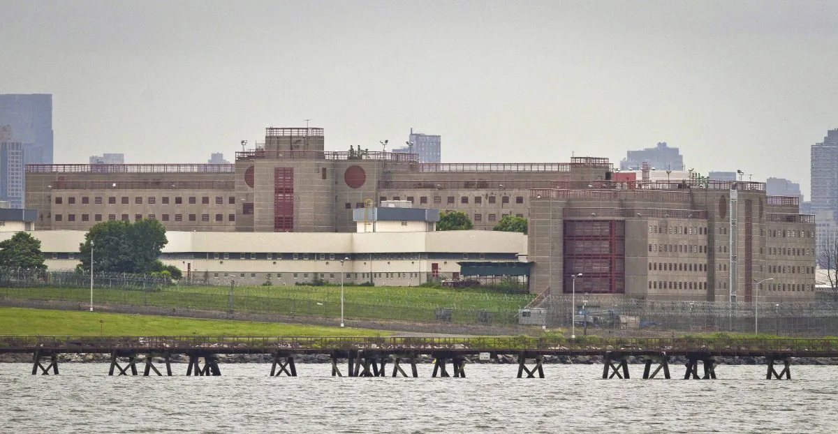 In this June 11, 2014 file photo, the eastern section of Rikers Island jail complex in the Queens borough of New York is shown. (AP Photo/Bebeto Matthews, File)