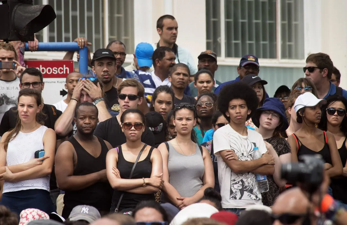 Students from Stellenbosch University protest against fee hikes, through the center of town, in Stellenbosch, on Oct. 23, 2015. (Rodger Bosch/AFP/Getty Images)