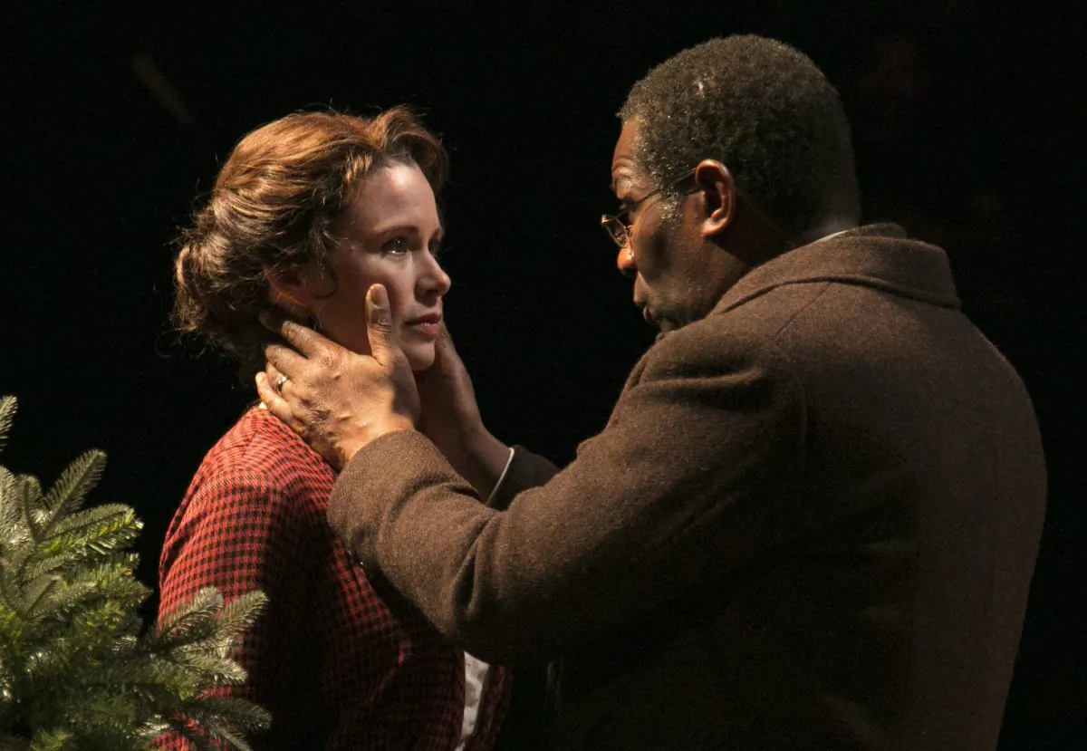 Nora (Maggie Lacey) and Thorwald Helmer (John Douglas Thompson) in a scene from “A Doll’s House,” possibly Henrik Ibsen’s most famous play. (Gerry Goodstein)