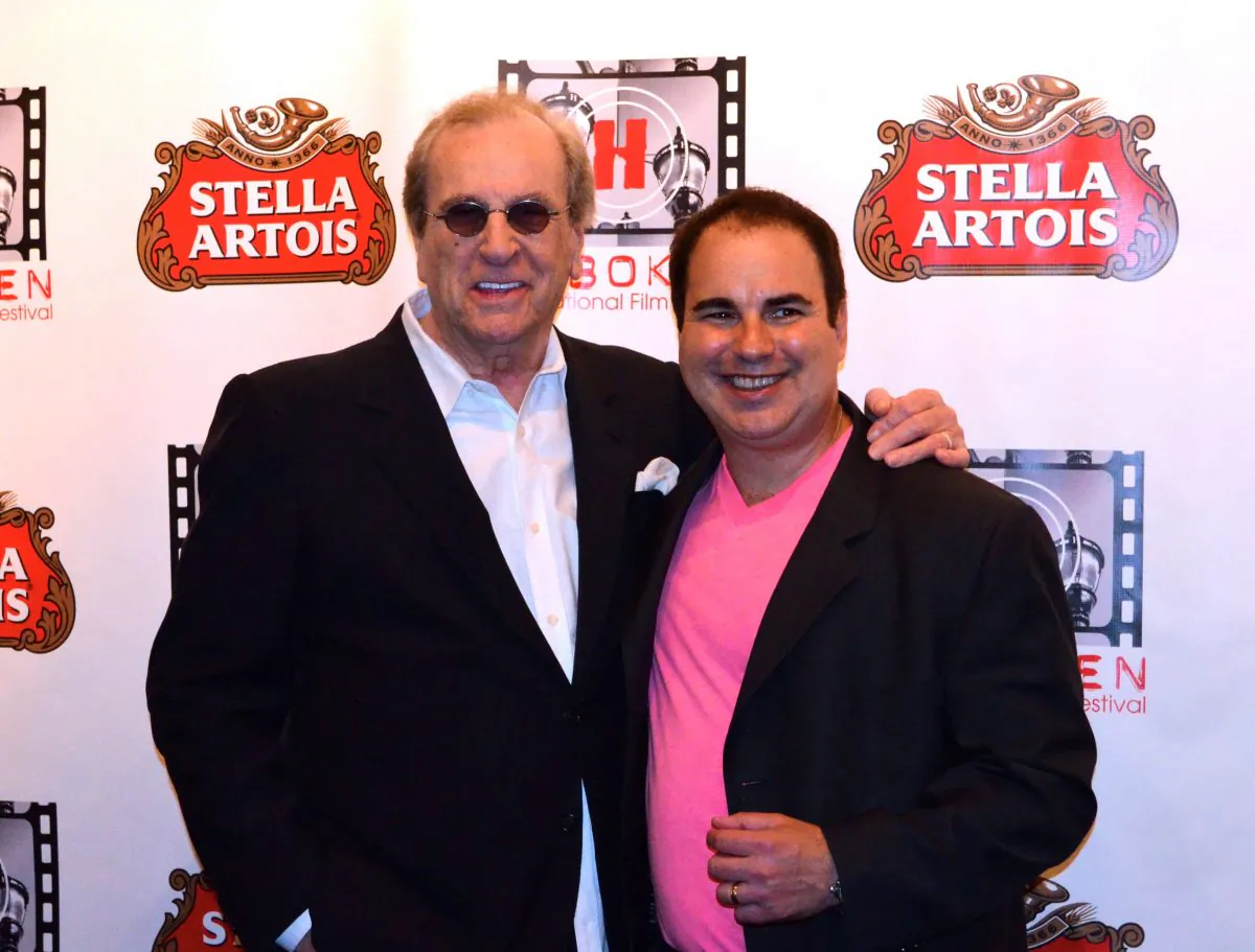 Danny Aiello, honoree at the Hoboken International Film Festival, with Ken DelVecchio at opening night in Middletown on June 3, 2016. (Yvonne Marcotte/Epoch Times)