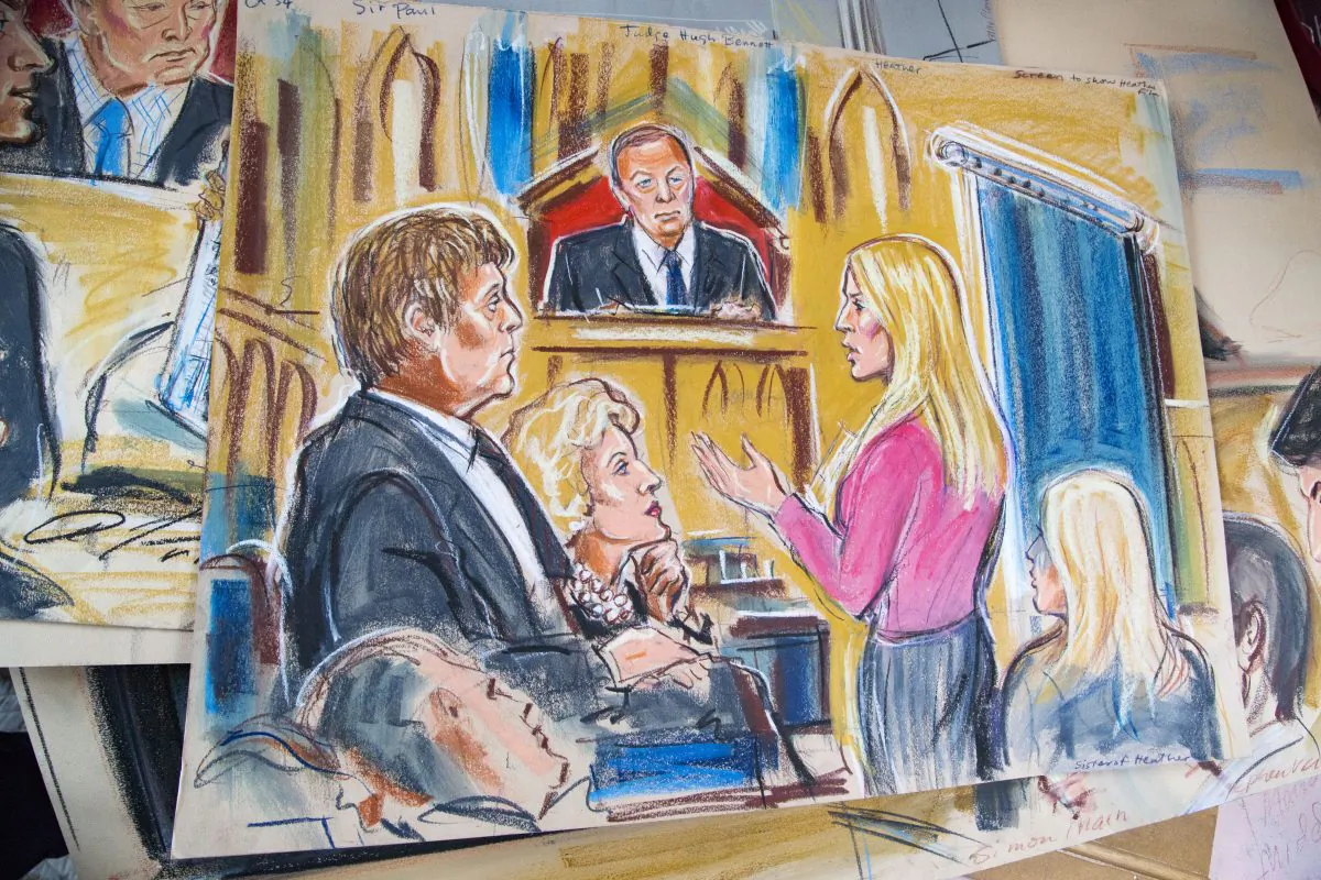 Sir Paul McCartney and Heather Mills divorce case by Priscilla Coleman. (Si Gross/Epoch Times)