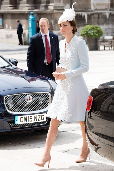 LONDON, ENGLAND - JUNE 10:  Catherine, Duchess of Cambridge attends a lunch after the National Service of Thanksgiving as part of the 90th birthday celebrations for The Queen at The Guildhall on June 10, 2016 in London, England.  (Photo by Jeff Spicer/Getty Images)