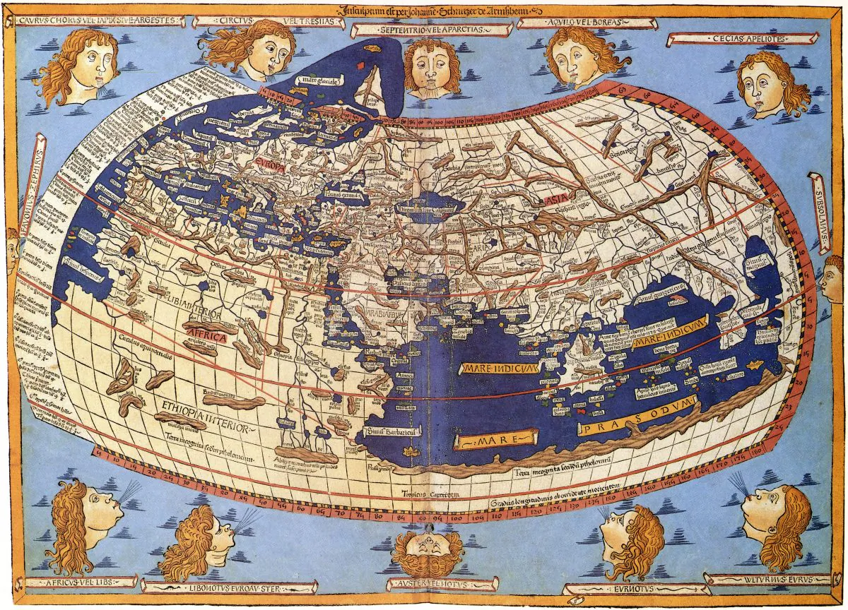 Claudius Ptolemy: The World. (Johannes Schnitzer, engraver; Claudius Ptolemy, cartographer; Public Domain)
