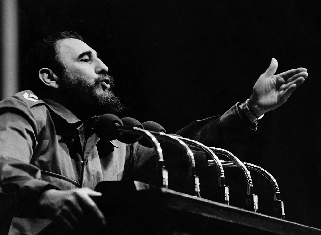 Cuban Prime Secretary of the Cuban Communist party and President of the State Council Fidel Castro addresses a crowd in the 1970s in Havana. (OFF/AFP/Getty Images)