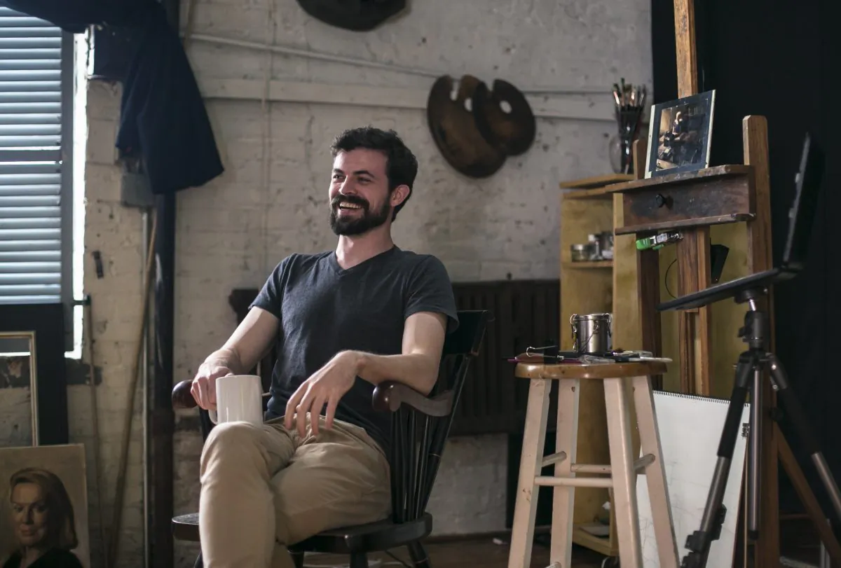 Artist Edmond Rochat talks about his life and work in his studio at the NYK Academy in Spanish Harlem, New York, on May 31, 2016. (Samira Bouaou/Epoch Times)