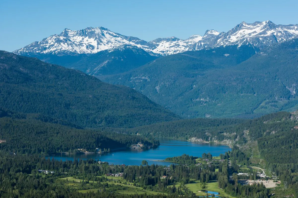 A view of Dual Mountains and Alta Lake at Whistler in the summer. (Tourism Whistler/Mike Crane)