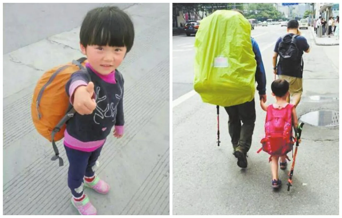 Wen Wen and her father in Chengdu, capital of Sichuan Province, on June 13. They will start their journey from here. (via Sina Weibo)
