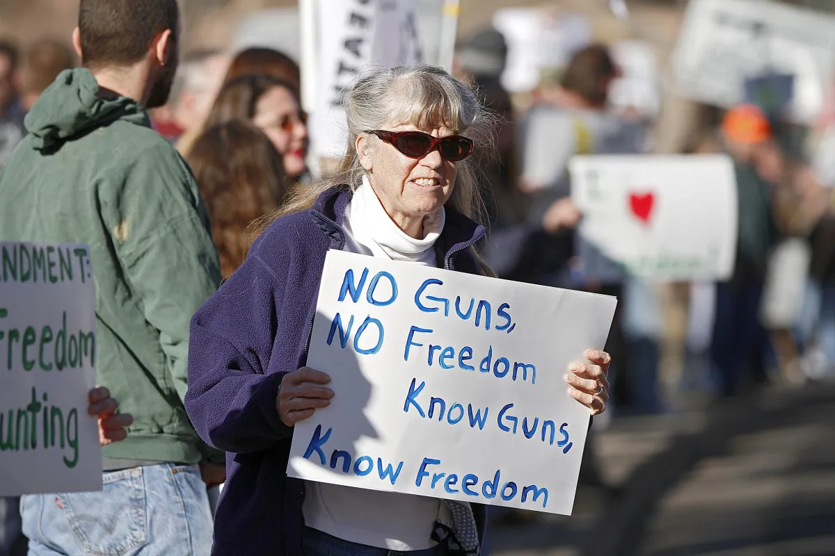 A Second Amendment supporter gathers with other activists in support of gun ownership, at the Colorado Capitol in Denver on Jan. 9, 2013. (Marc Piscotty/Getty Images)