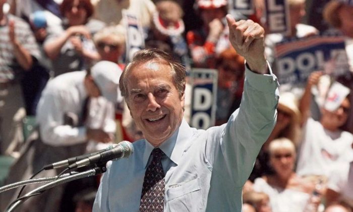 Former Republican presidential candidate Bob Dole campaigns in Woodland Hills, Calif., in 1996. (J. David Ake/AFP/Getty Images)