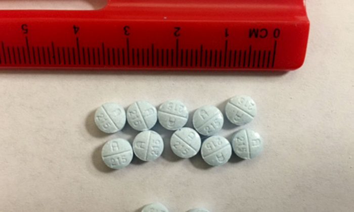 This undated photo provided by the Tennessee Bureau of Investigation shows fake Oxycodone pills that are actually fentanyl. (Tommy Farmer/Tennessee Bureau of Investigation via AP)