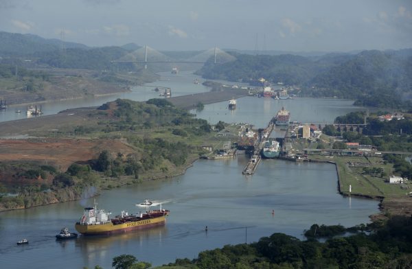 Ships transit through the Panama Canal near Panama City on May 11, 2016. Originally scheduled to be concluded in October 2014, the newly expanded Panama Canal will be inaugurated on June 26, designed to accommodate massive ships known as “New Panamax." (AP Photo/Arnulfo Franco)
