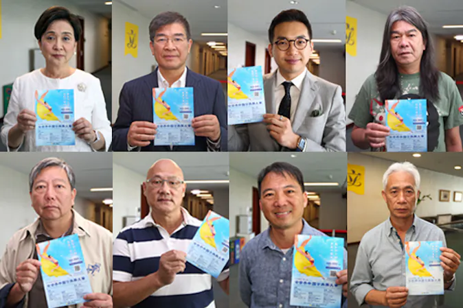 Pro-democracy Hong Kong legislators show their support for New Tang Dynasty's International Chinese Classical Dance Competition. The venue for the Asian Pacific preliminary stage in Hong Kong was recently ceded to the Hong Kong government on the date of the competition, a move that local legislators believe to be political interference. (Epoch Times)