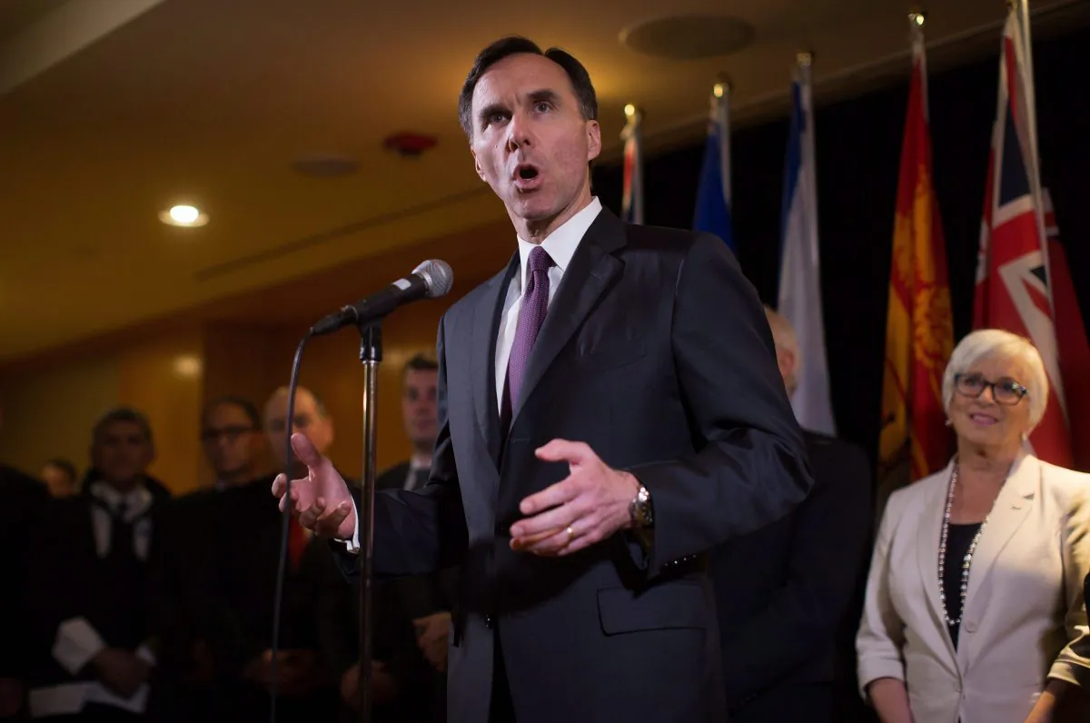 Federal Finance Minister Bill Morneau speaks during a news conference after reaching a deal to expand the Canada Pension Plan, Vancouver, June 20, 2016. (The Canadian Press/Darryl Dyck)