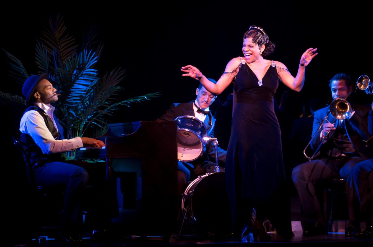 Eubie Blake (Brandon Victor Dixon, on far left) and diva Lottie Gee (Audra McDonald), in "Shuffle Along or the Making of the Musical Sensation of 1921 and All That Followed." (Julieta Cervantes)