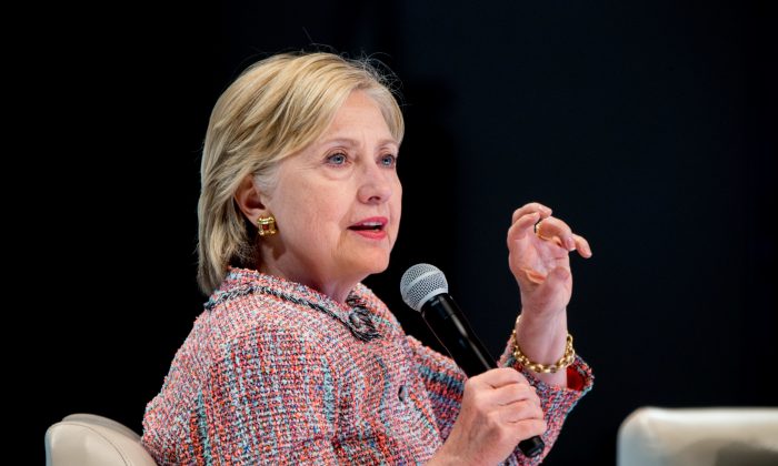 Democratic presidential candidate Hillary Clinton speaks at a Digital Content Creators Town Hall at the Neuehouse Hollywood in Los Angeles on June 28, 2016. An impromptu meeting between Bill Clinton and the nation's top cop could further undermine Hillary Clinton’s efforts to convince voters to place their trust in her, highlighting perhaps her biggest vulnerability. (AP Photo/Andrew Harnik)