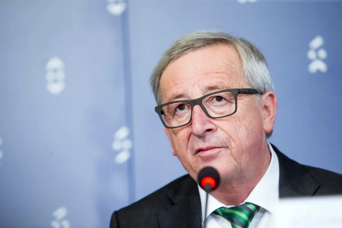 The President of the European Commission Jean-Claude Juncker speaks at a press conference with the Slovak Prime Minister Robert Fico in Bratislava on July 1, 2016. (AP Photo/Bundas Engler)