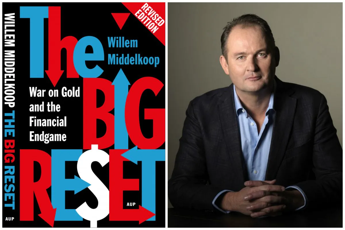 Cover of "The Big Reset" and its author Willem Middelkoop (Epoch Times)