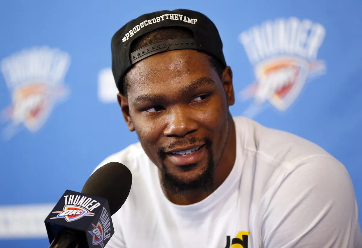 Kevin Durant had played his entire 9-year career with the Oklahoma City Thunder—which were the Seattle Supersonics when they drafted him second overall in 2007. (Nate Billings/The Oklahoman via AP)