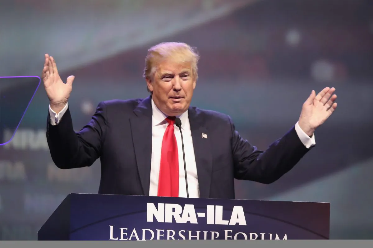 Republican presidential candidate Donald Trump at the National Rifle Association's NRA-ILA Leadership Forum in Louisville, Ky., on May 20. (Scott Olson/Getty Images)