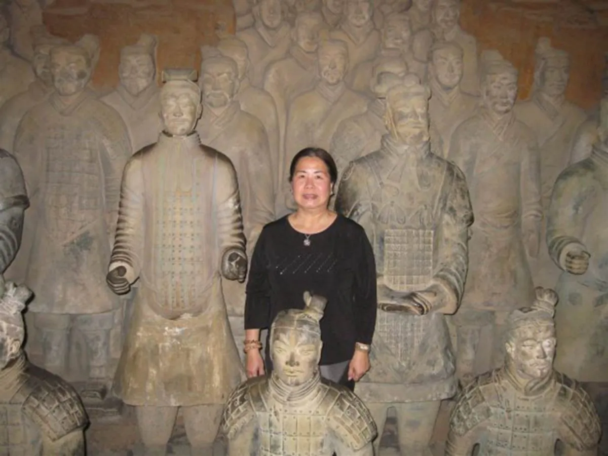 Sandy Phan-Gillis, a U.S. citizen, stands in the terracotta soldiers in Xi'an, China. (Jeff Gillis/SaveSandy.org)