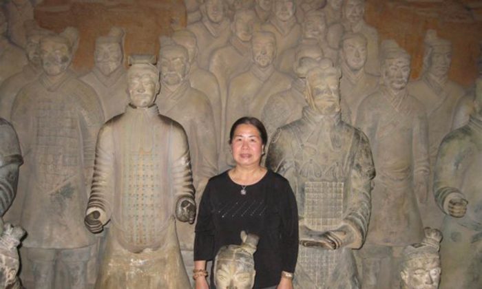 Sandy Phan-Gillis, a U.S. citizen, stands in the terracotta soldiers in Xi'an, China. (Jeff Gillis/SaveSandy.org)