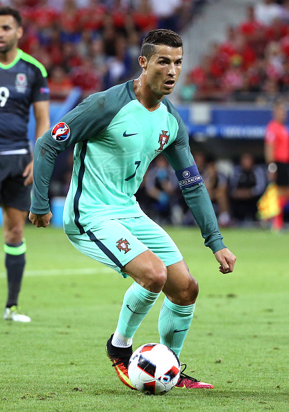 Cristiano Ronaldo of Portugal in action during the UEFA Euro 2016 semi-final between Wales and Portugal at Parc OL, Stade des Lumieres on July 6, 2016 in Lyon, France. (Jean Catuffe/Getty Images)