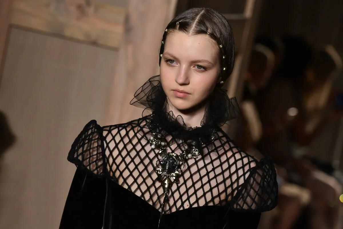 Models wear creations as part of Valentino's fall-winter 2016-2017 Haute Couture fashion collection, presented in Paris, France, Wednesday July 6, 2016. (AP Photo/Zacharie Scheurer)
