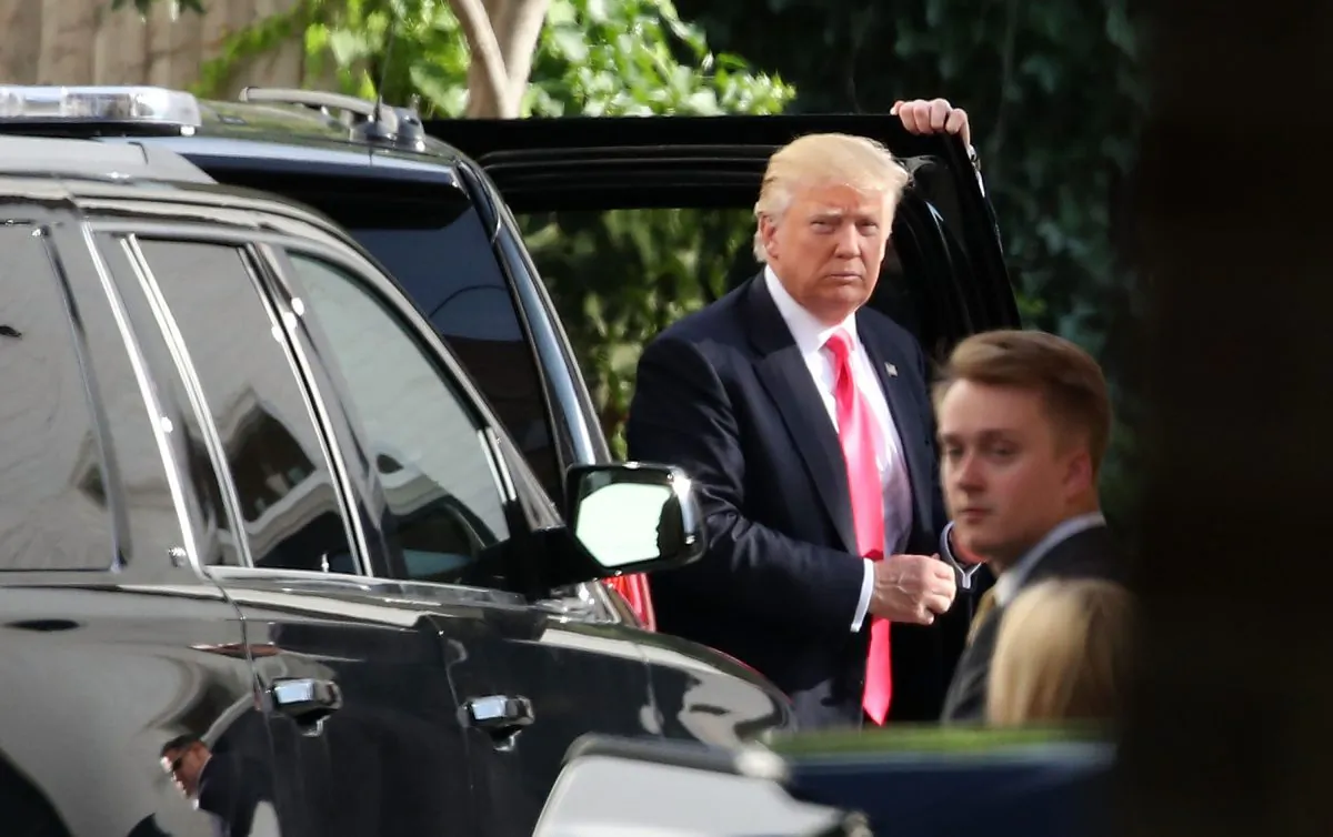 Presumptive Republican presidential nominee Donald Trump arrives at RNC headquarters for a meeting with House Speaker Paul Ryan (R-WI), and House Republicans in Washington on July 7, 2016. (Mark Wilson/Getty Images)